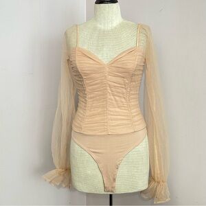 Fashion Nova Tulle Layered Body Suit Small